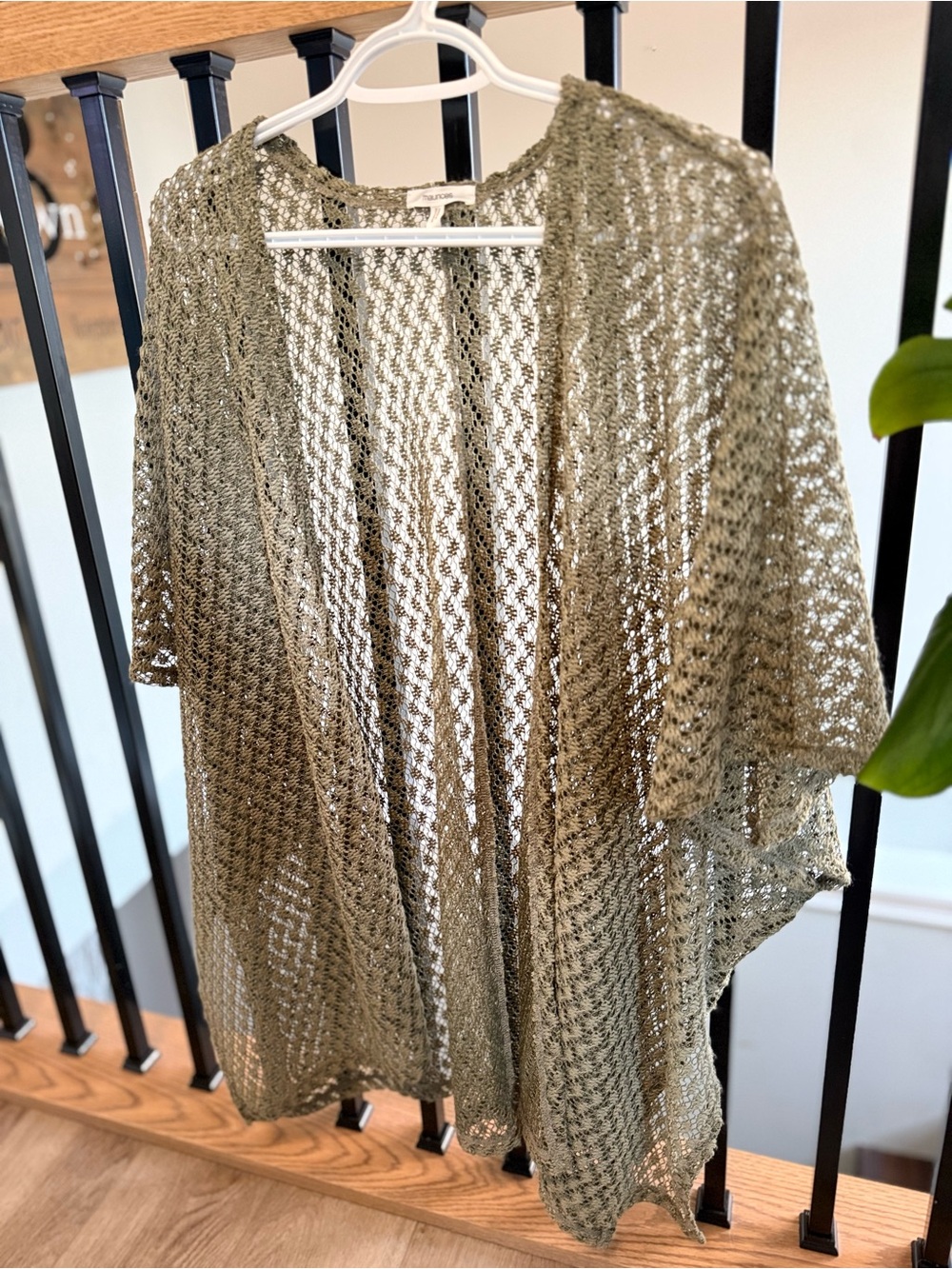 Open Knit Lightweight Cardigan in Olive